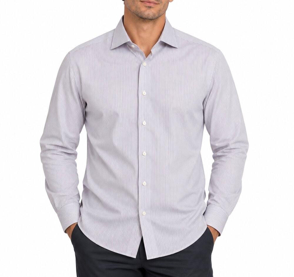 Ermenegildo Zegna Purple Stripe Regular Fit Dress Shirt 43/17 Luxury Mens
